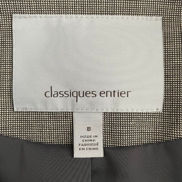classiques entier 2 Button Notch Collar 100% Virgin Wool Blazer Tan Brn Sz 8 - Picture 11 of 13